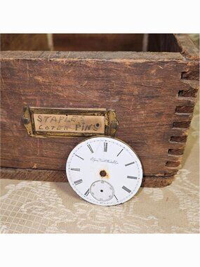 Antique Elgin Pocket Watch Dial With Porcelain Face, Brass Movement Parts Gears